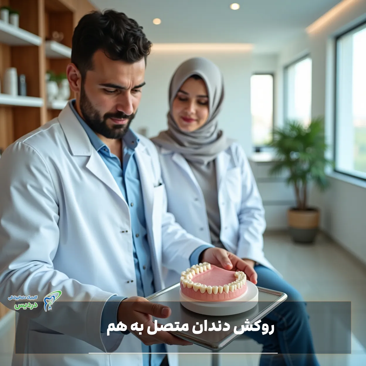 روکش دندان متصل به هم (بریج) و اسپلینت چندتایی – نمایی از یک کار یکسره بر روی چند دندان