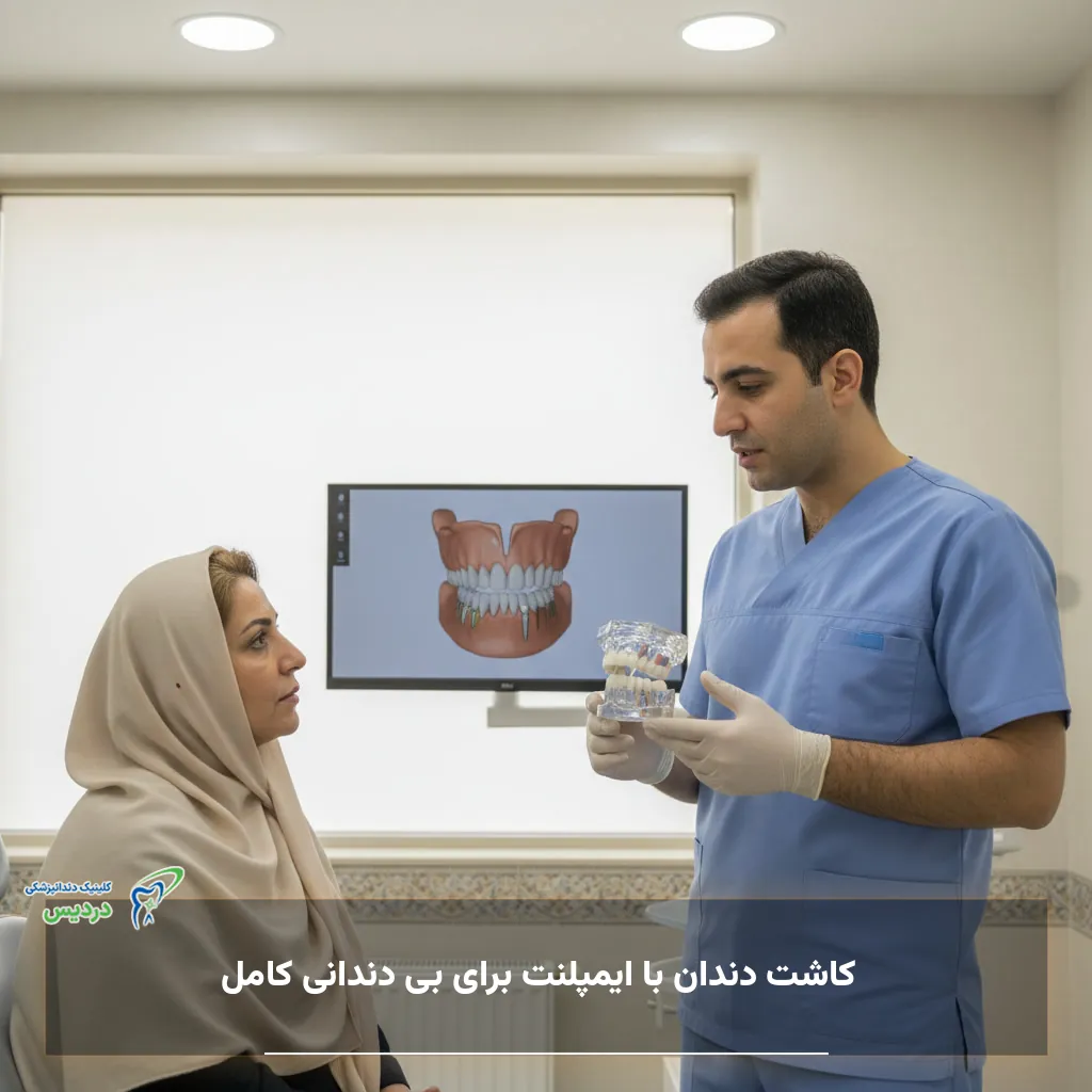 کاشت دندان با ایمپلنت برای بی دندانی کامل