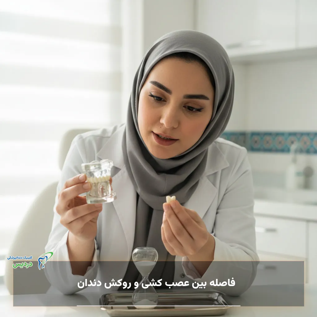 فاصله زمانی بین عصب کشی و روکش دندان
