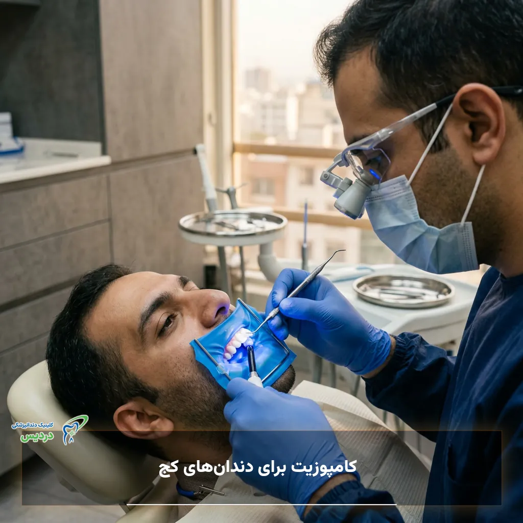 اصلاح ظاهری دندان‌های کج با کامپوزیت