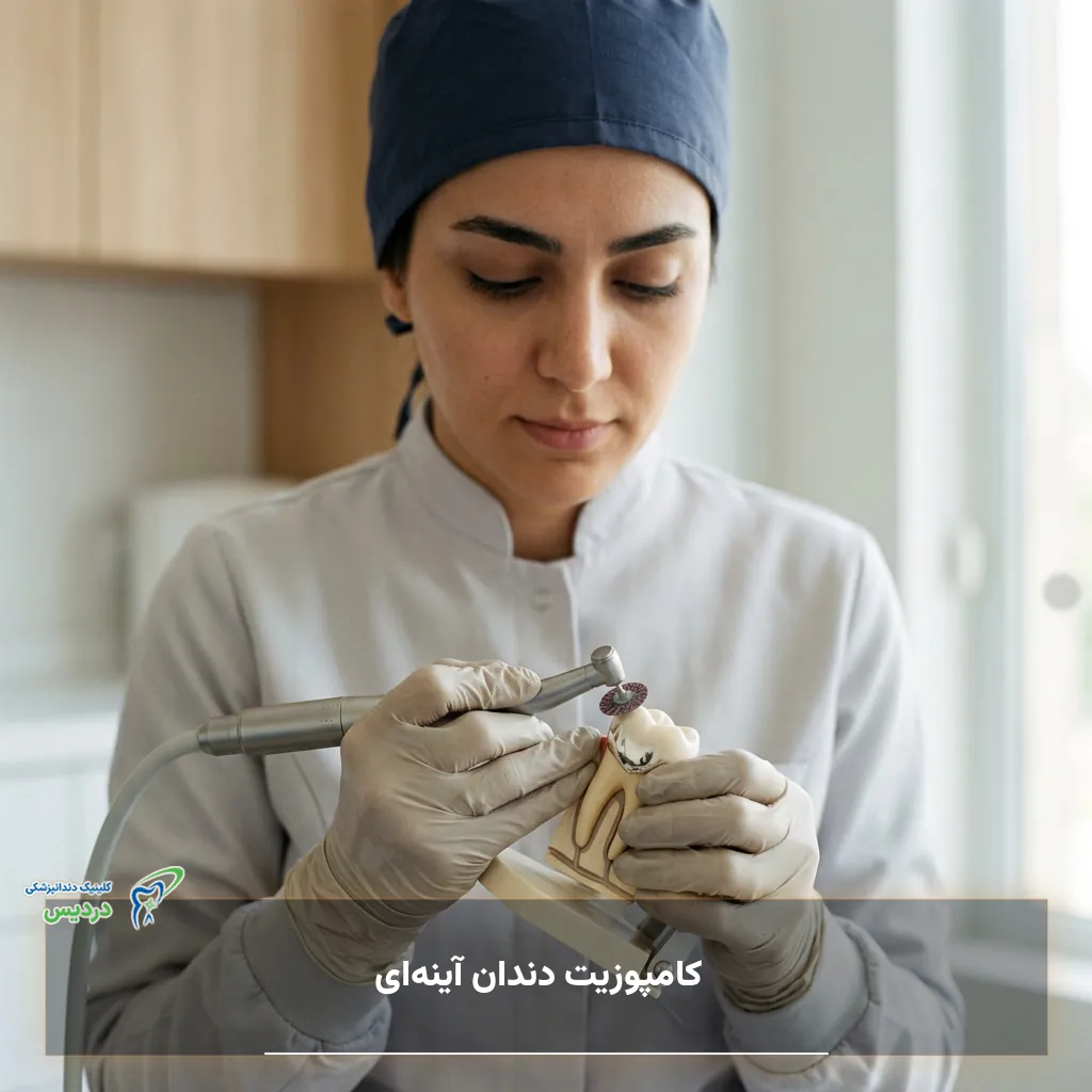 نمایی از پولیش و درخشندگی سطحی کامپوزیت دندان آینه‌ای